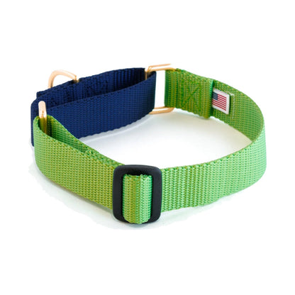 Dog+Bone Martingale Collar Greenery (Lime) & Navy Blue